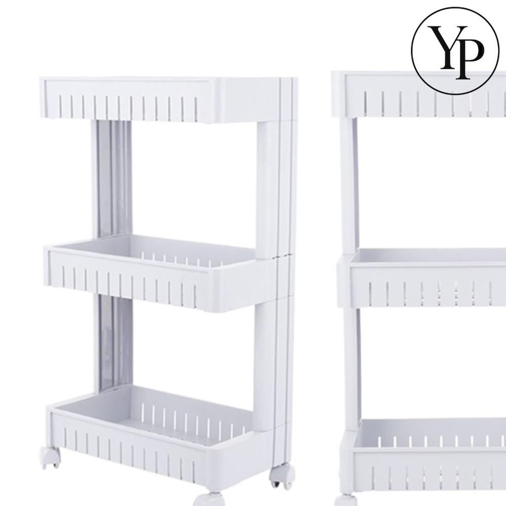 이동식 트롤리 3단 선반 세탁실 부엌 틈새 수납 슬림 정리함