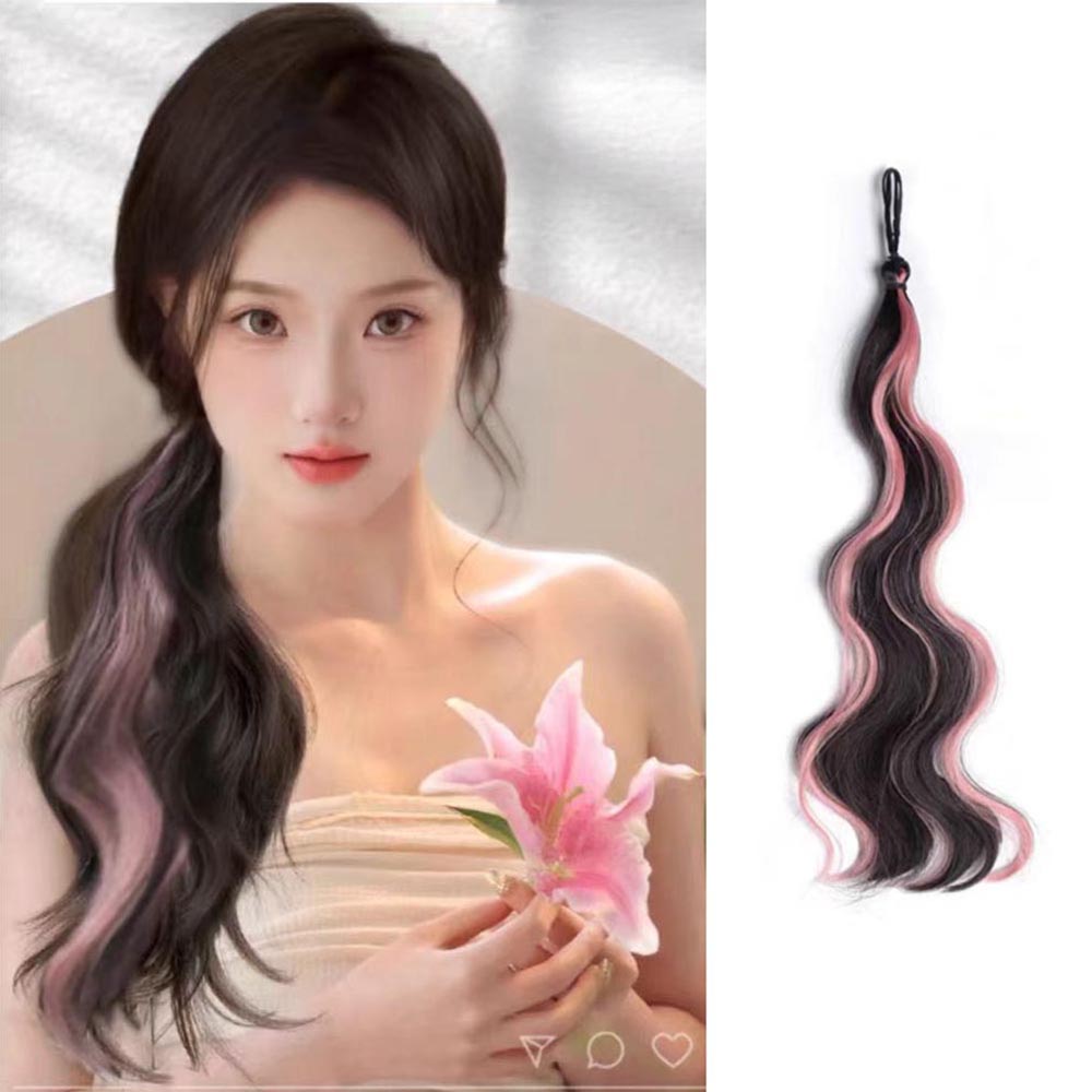 브릿지 컬러 헤어 웨이브 긴머리 머리끈 포니테일 부분 가발 - 상세 이미지 3