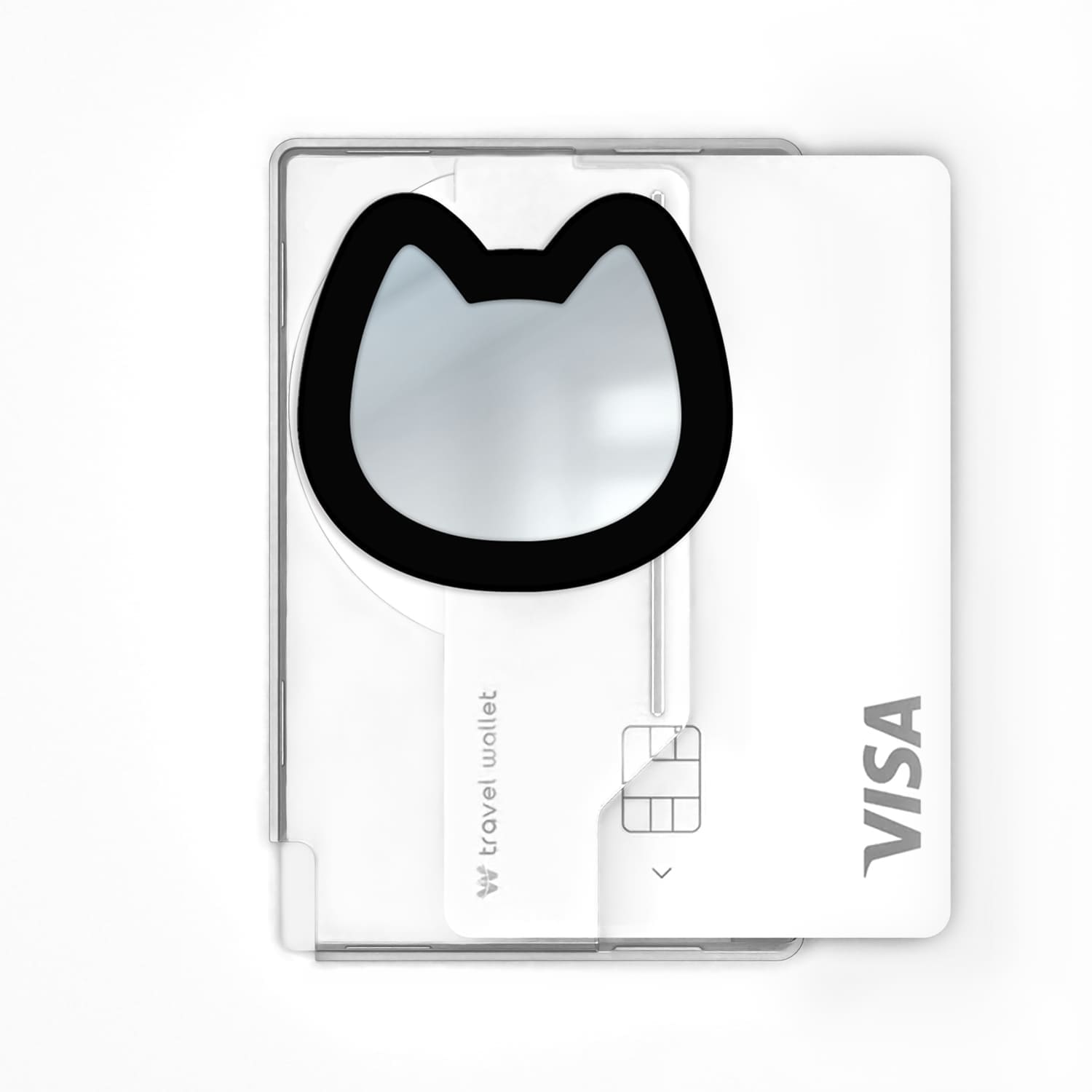 168cm 맥세이프 카드지갑 거울 그립톡 카드2장 야옹이 블랙