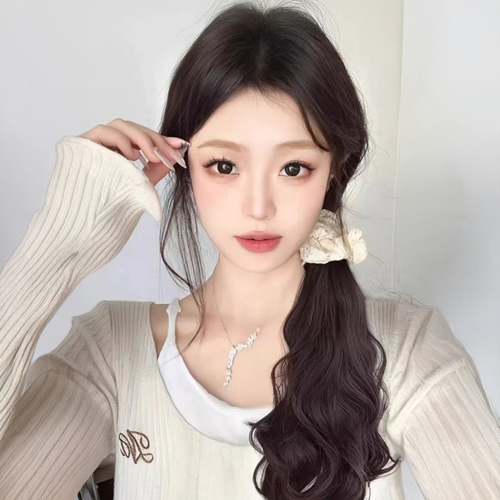 웨이브 긴 머리 부분 가발 머리끈 포니테일 롱 헤어피스 똥머리 - 상세 이미지 4