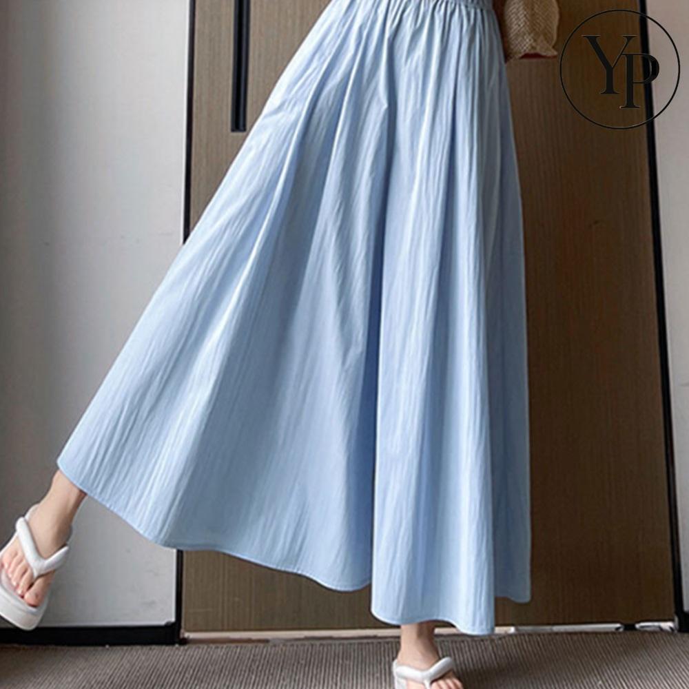 여성 와이드 치마바지 A라인 플리츠 롱 체형커버 휴양지 여름 패션 데일리 코디