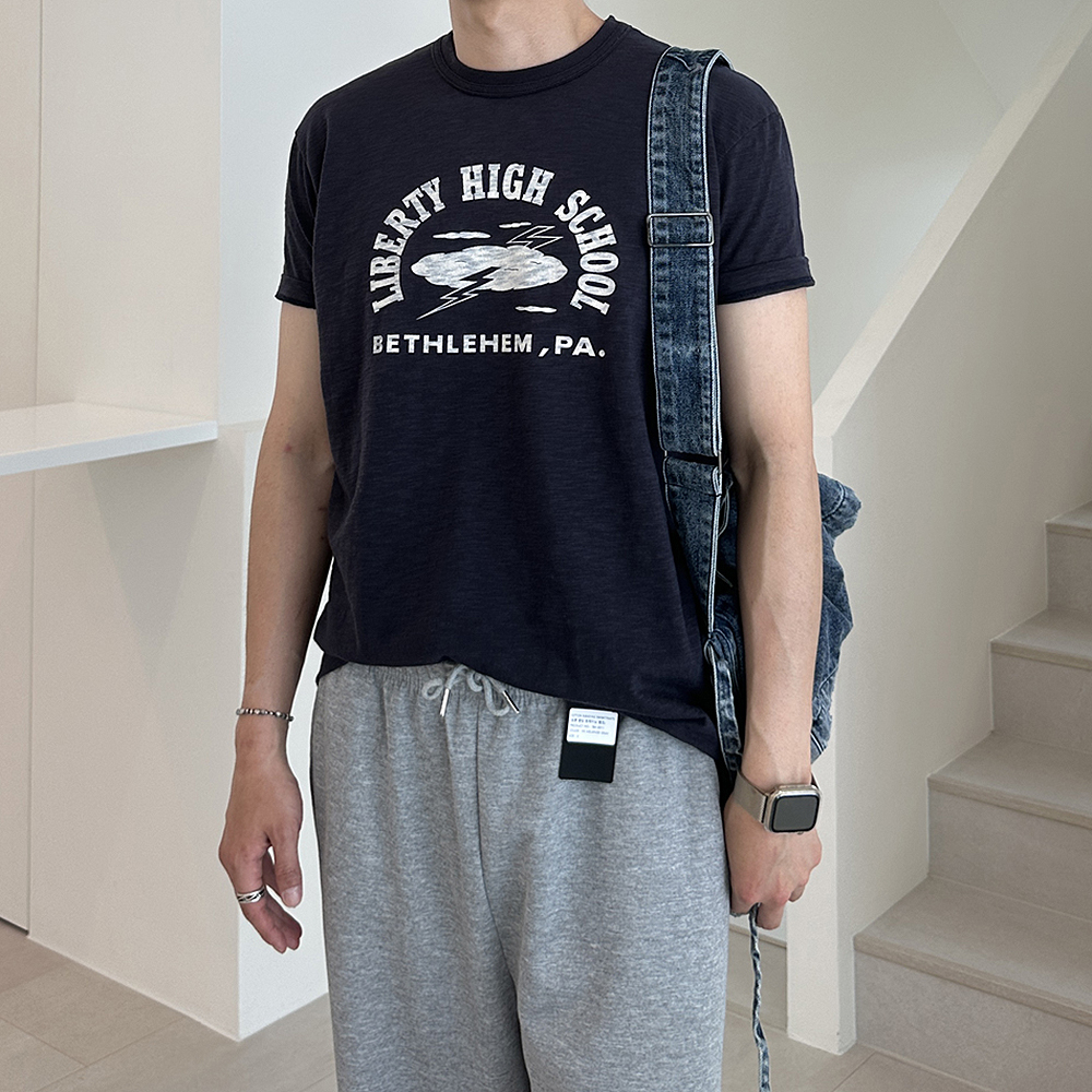 슬리브 쿨 티셔츠 남자 반팔티 레터링 오버핏 머슬핏 반팔 - 상세 이미지 2