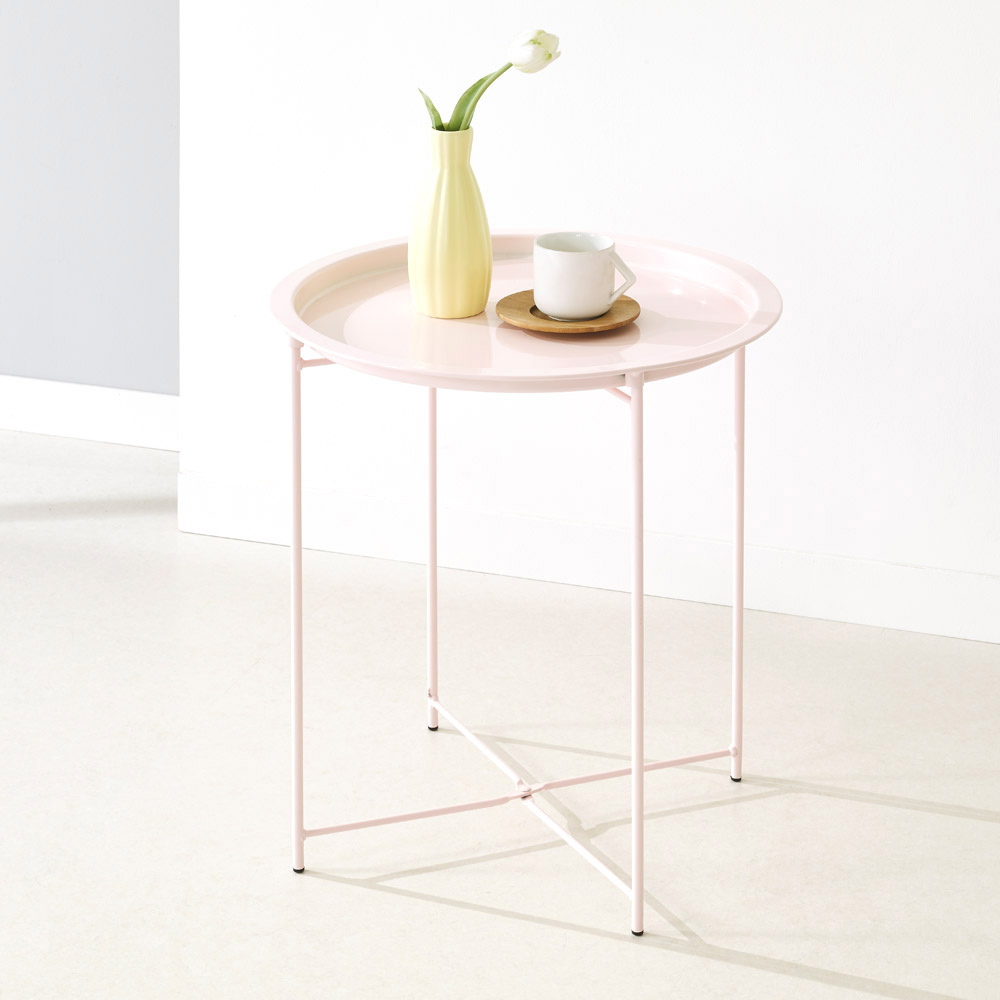 접이식 원형 트레이 사이드 테이블 협탁 티테이블