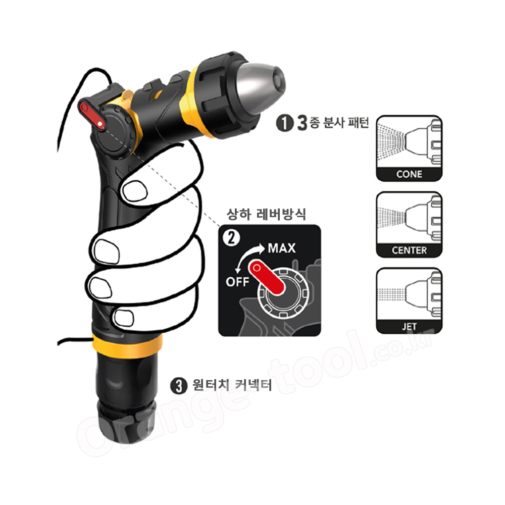 툴케아 CHG-2167M 스프레이 워터건 3종 분사모드 바디메탈 물호스 분사기 - 상세 이미지 2