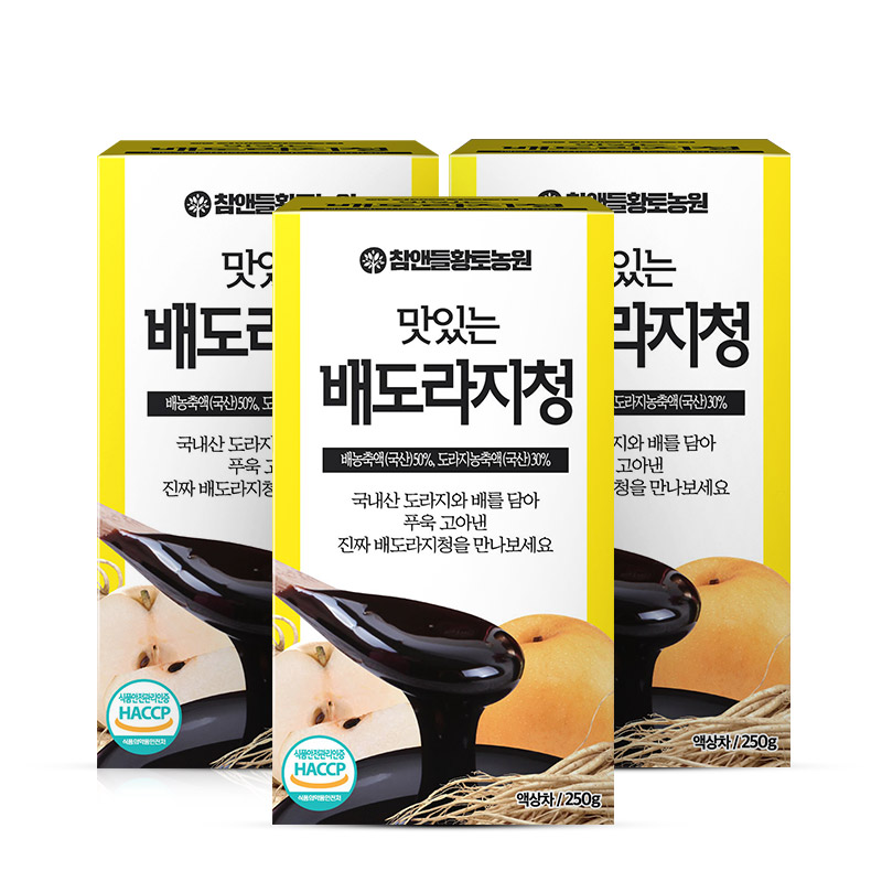 [배농축액 도라지농축액 국산] 참앤들황토농원 맛있는 배도라지청 250g, 3개 - 상품 이미지