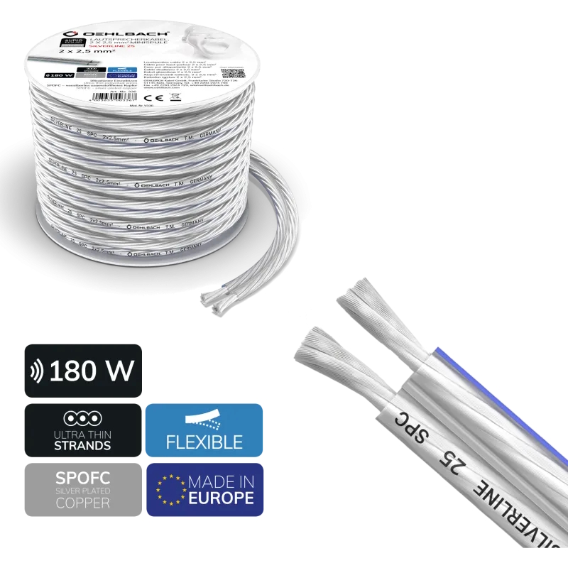 Oehlbach 오엘바흐 SILVERLINE SP-25 스피커 케이블 2 x 2.5mm² 투명 6M 1롤 (D1C336) - 상세 이미지 4