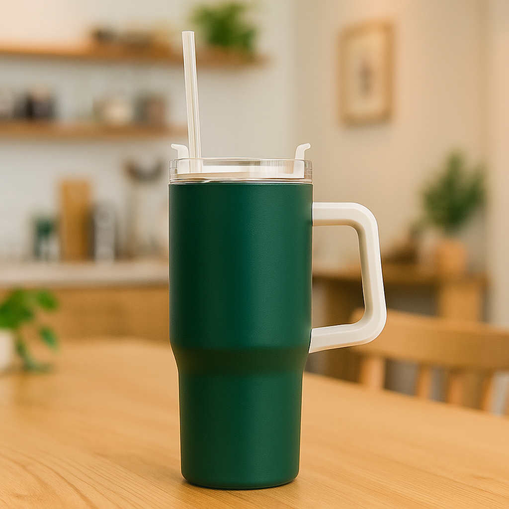리유저블 보온보냉 진공 스테인레스 텀블러 887ml, 그린