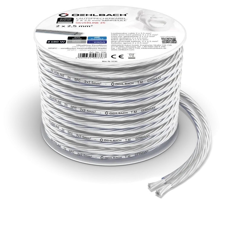 Oehlbach 오엘바흐 SILVERLINE SP-25 스피커 케이블 2 x 2.5mm² 투명 6M 1롤 (D1C336) - 상품 이미지
