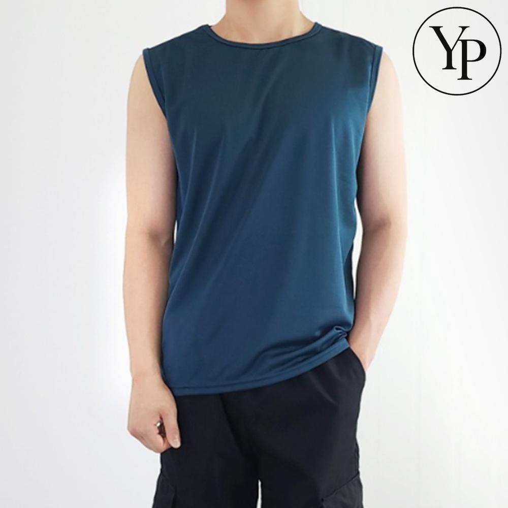 남성 스포츠 나시 민소매 티셔츠 쿨링 원단 냉감 기능성 u넥 쿨 런닝