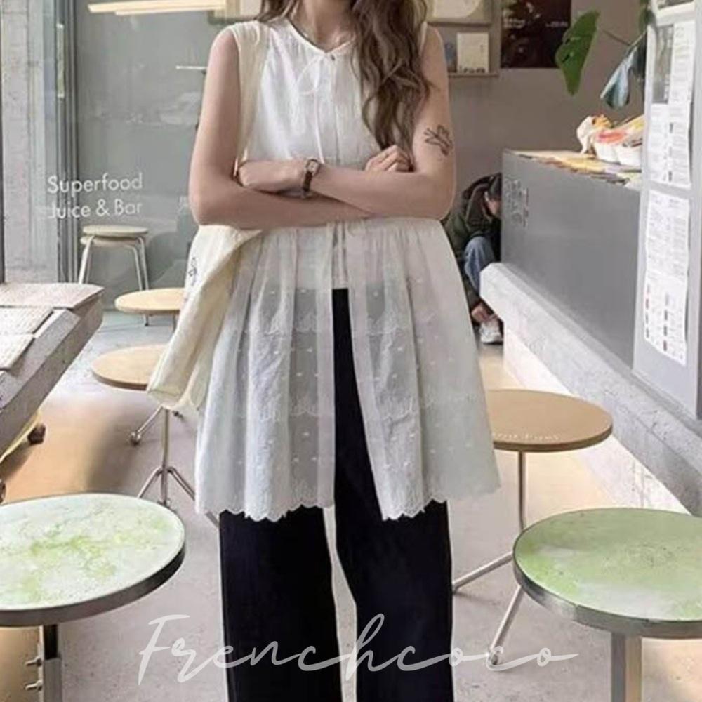 프렌치코코 여름 레이어드 셔츠 민소매 베스트 - 메인 이미지