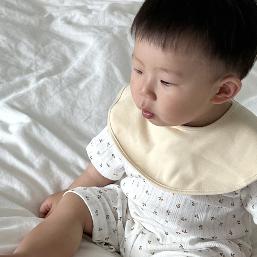 바니블라썸 심플롤링 꽃잎모양 턱받이 순면 빕 아기 유아 이유식턱받이 침받이 크림도트 이미지 8