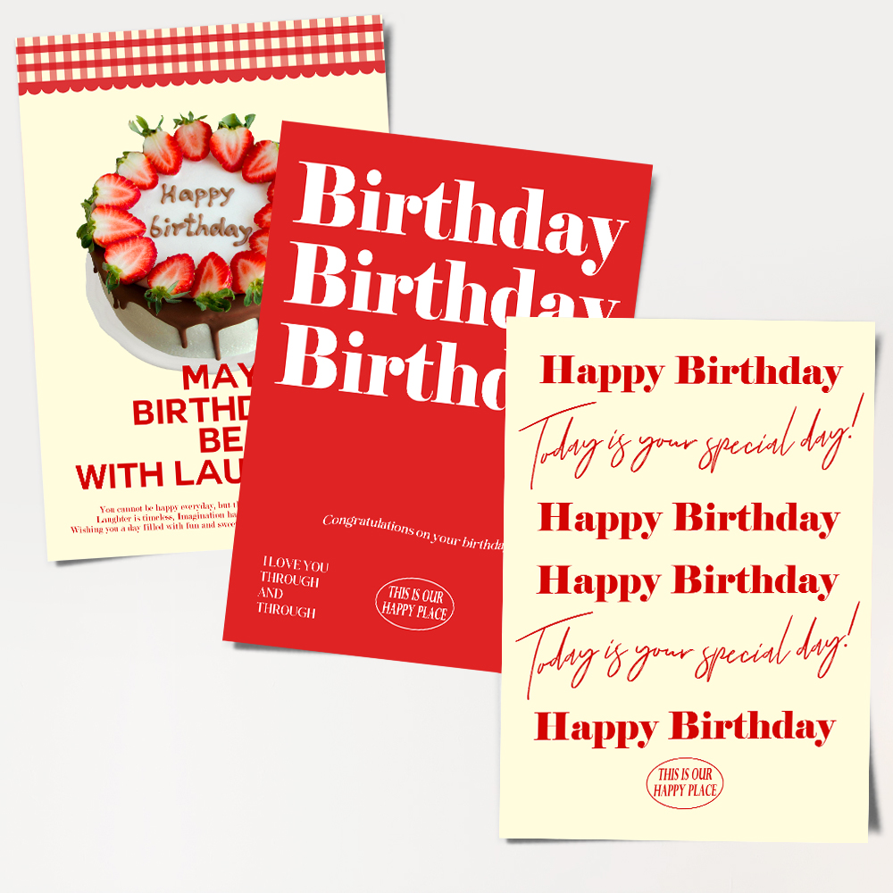 파티 포스터 생일 셀프 촬영 소품 HAPPY BIRTHDAY 딸기 초코 케이크 A4 - 상품 이미지