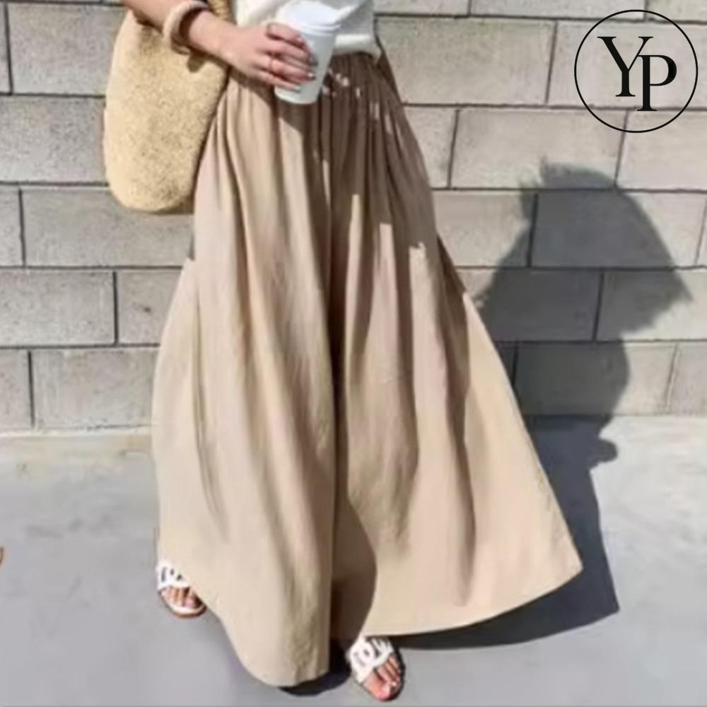 넓은 와이드 밴딩 팬츠 치마바지 A라인 스커트 쿨링 여름 휴양지 데일리 패션