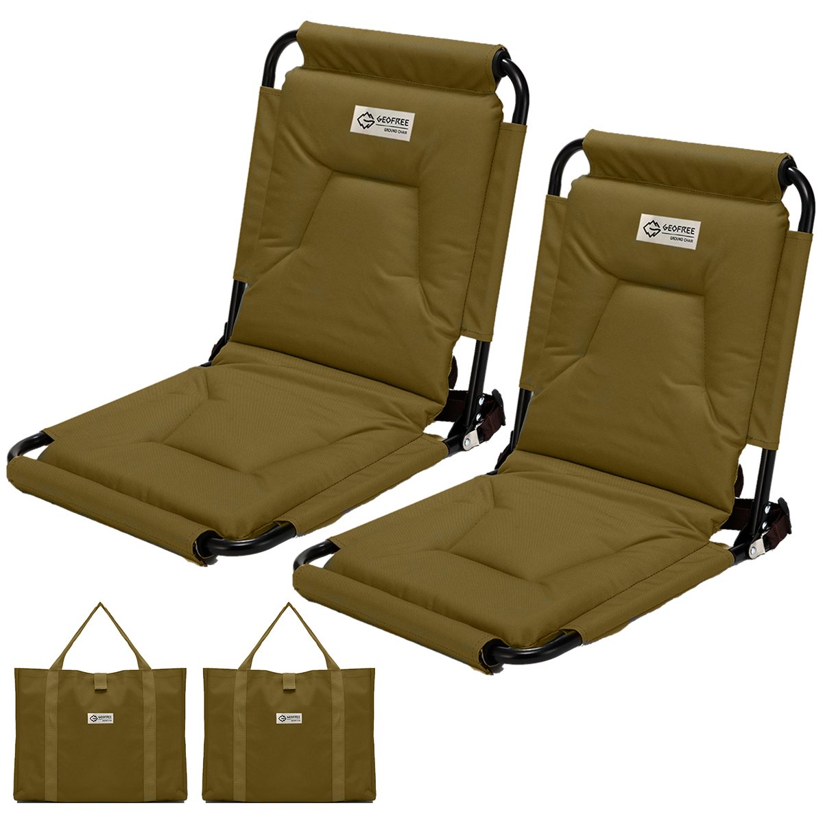 지오프리 릴렉스 그라운드 체어 캠핑 의자 접이식 좌식 페스티벌 피크닉 일반, 올리브, 2개