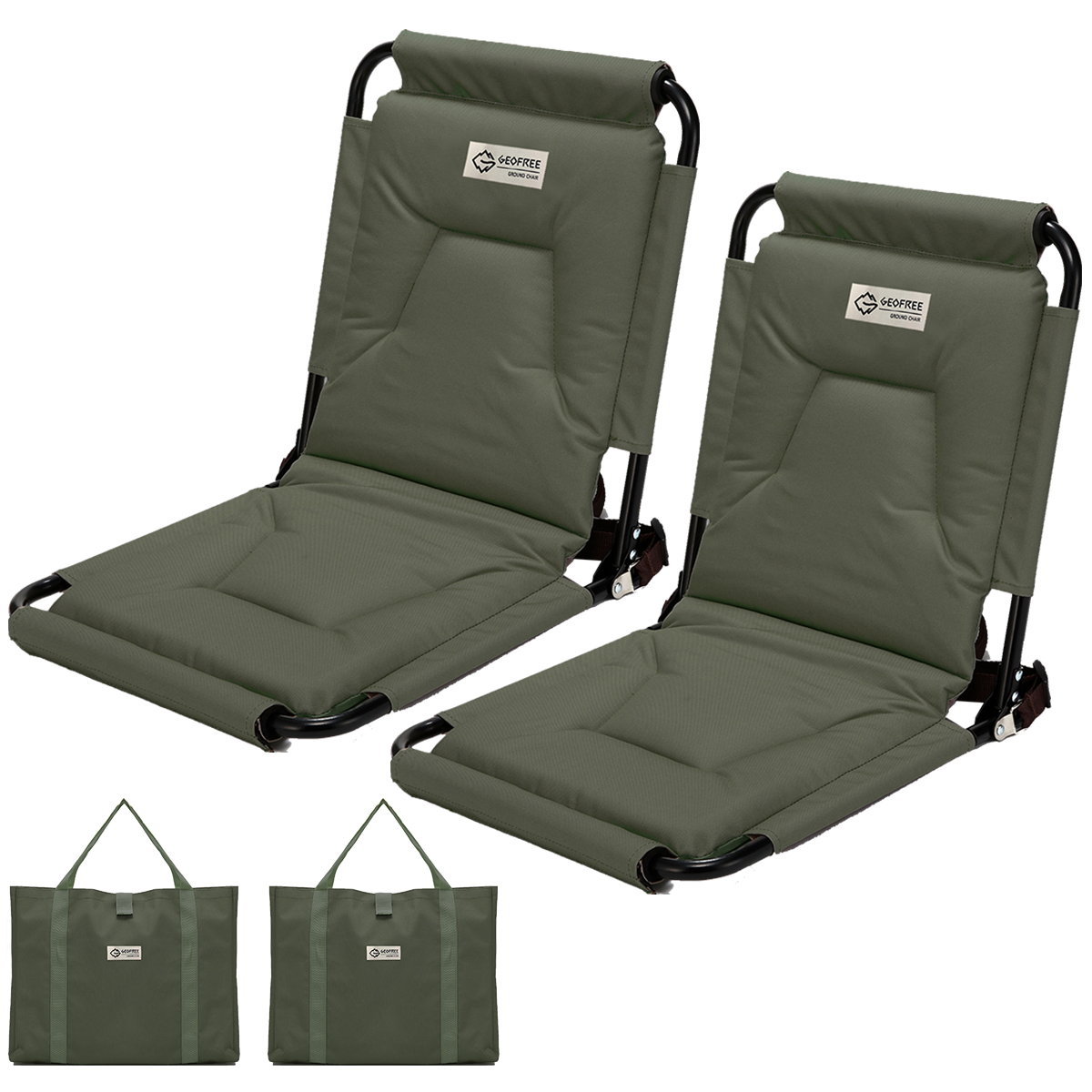 지오프리 릴렉스 그라운드 체어 캠핑 의자 접이식 좌식 페스티벌 피크닉 일반, 카키, 2개