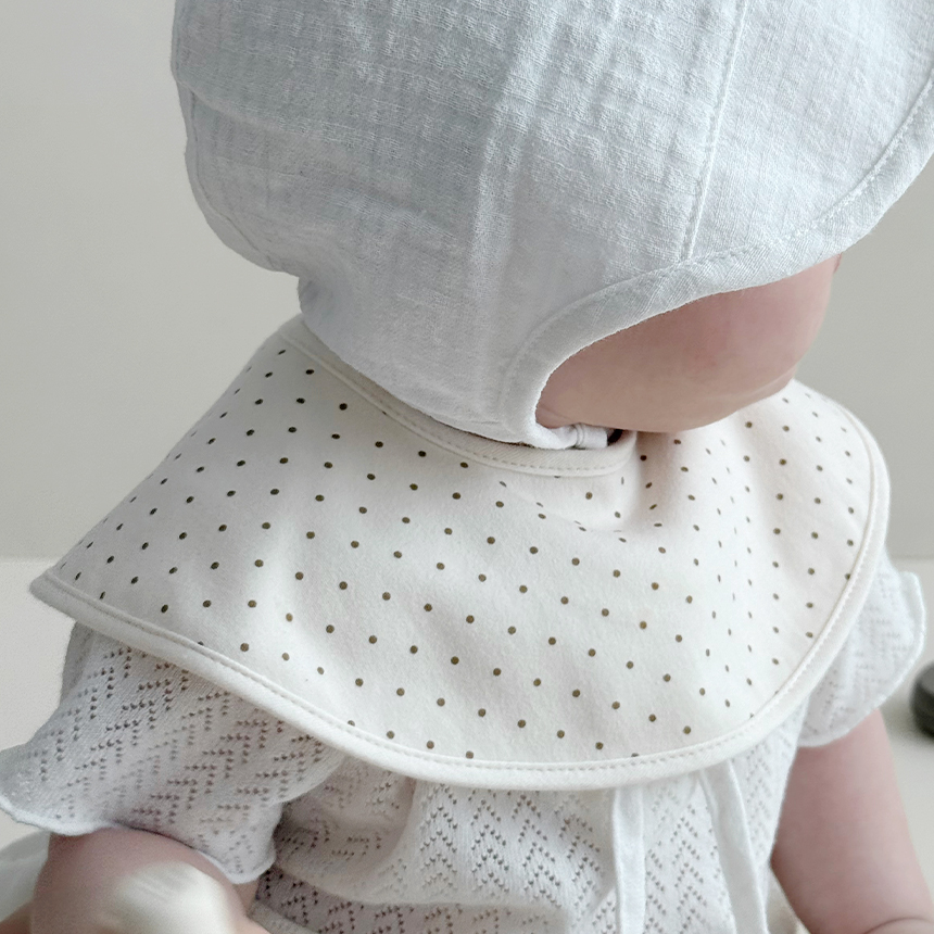 바니블라썸 턱받이 아기 빕 신생아 유아 이유식턱받이 침받이 사계절롤링 미니도트