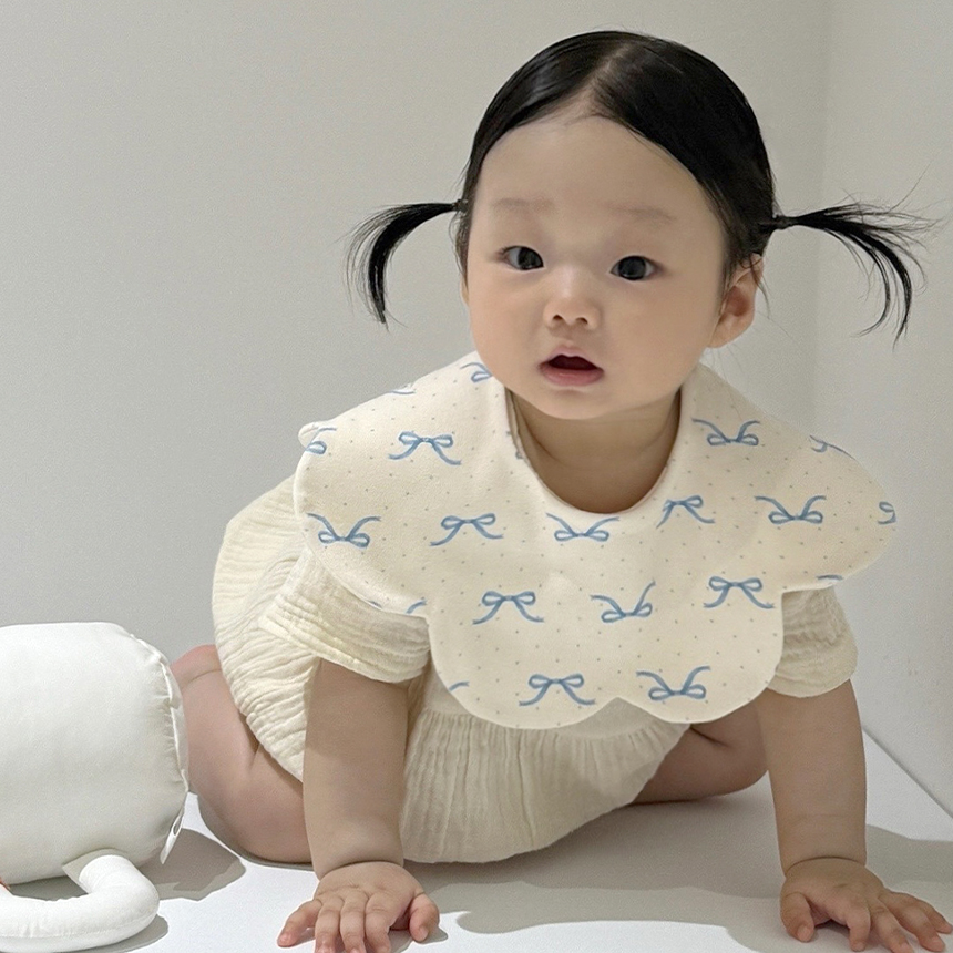 바니블라썸 턱받이 아기 빕 신생아 유아 이유식턱받이 침받이 사계절롤링 미니도트