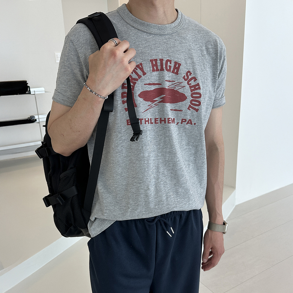 슬리브 쿨 티셔츠 남자 반팔티 레터링 오버핏 머슬핏 반팔 - 상세 이미지 3