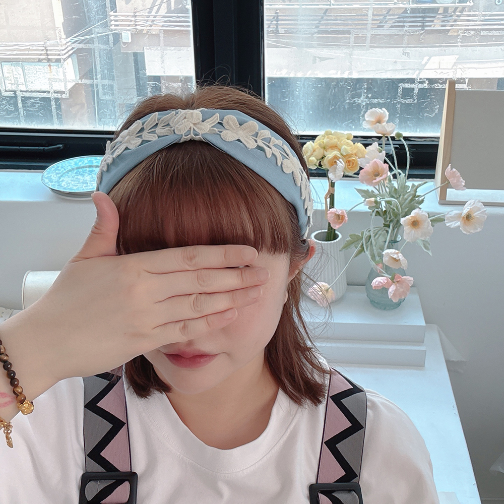 플라워자수린넨청머리띠 반다나 와이드헤어밴드 헤어터번 명품머리띠 넓은헤어밴드 이미지 6