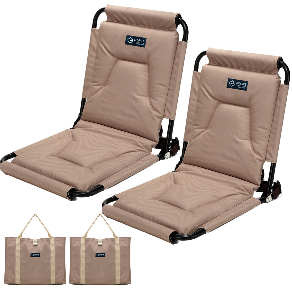 지오프리 릴렉스 그라운드 체어 캠핑 의자 접이식 좌식 페스티벌 피크닉 일반, 베이지, 2개