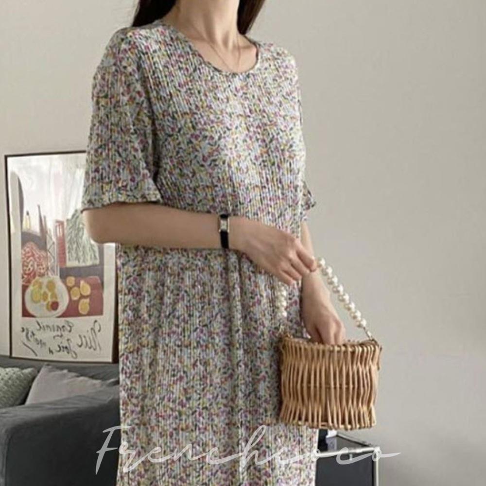 프렌치코코 플라워 여름 주름원피스 빅사이즈 임부복