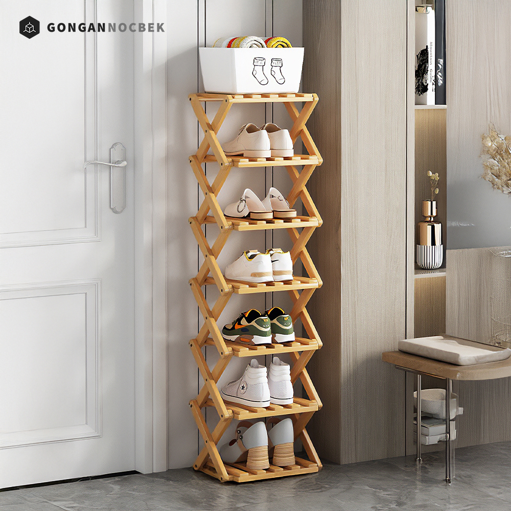 접이식 신발장 가정용 좁은 현관 틈새 오픈 폴딩 선반 7단