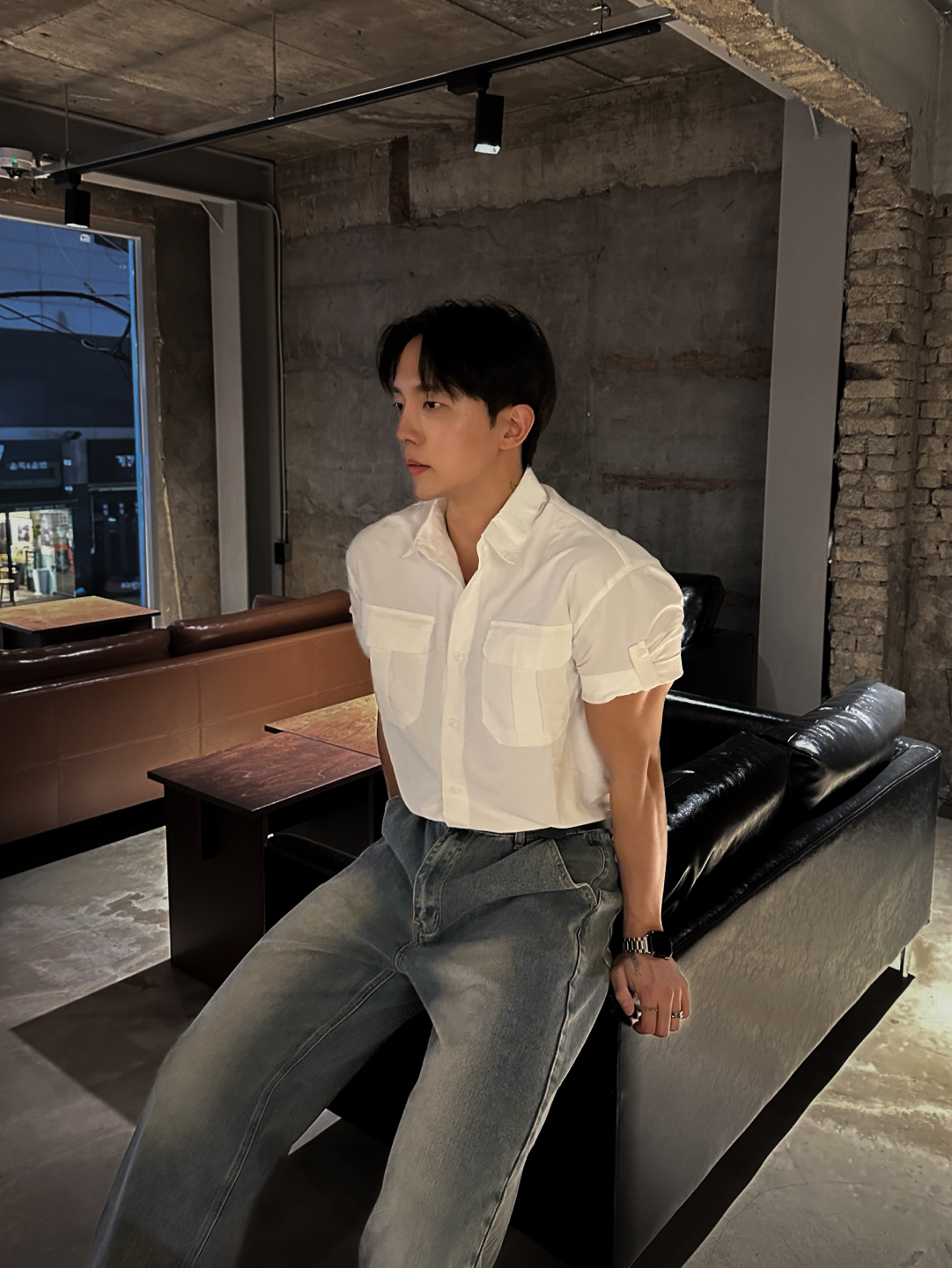 머슬핏반팔셔츠 반팔와이셔츠 나일론셔츠 - 상세 이미지 2