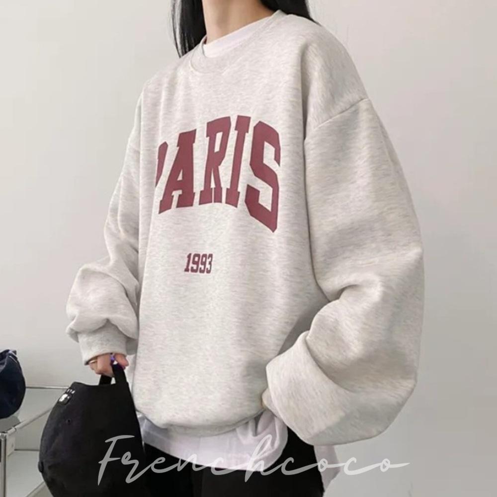 프렌치코코 레터링 무지 맨투맨 기본티 티셔츠 파리 레터링 - 상품 이미지