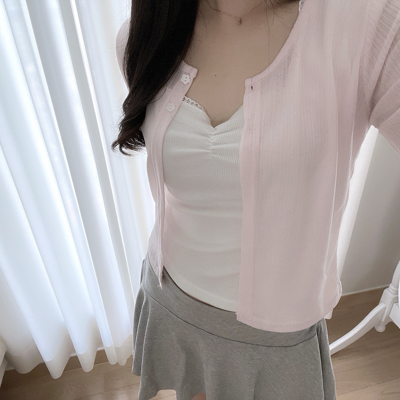 볼레로 여름가디건 플라워단추 간절기 - 상품 이미지