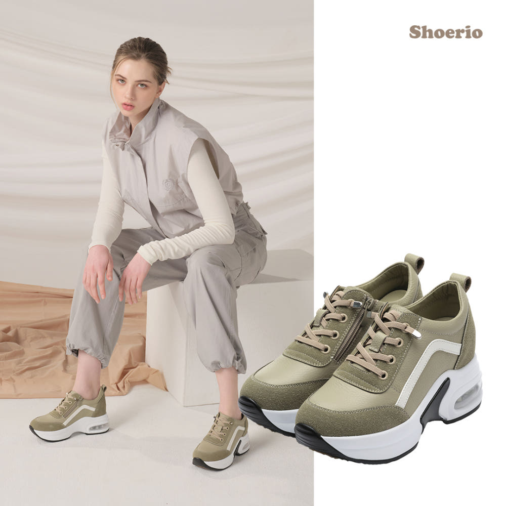 [슈리오 소가죽 에어 키높이 스니커즈 블랙 색상]