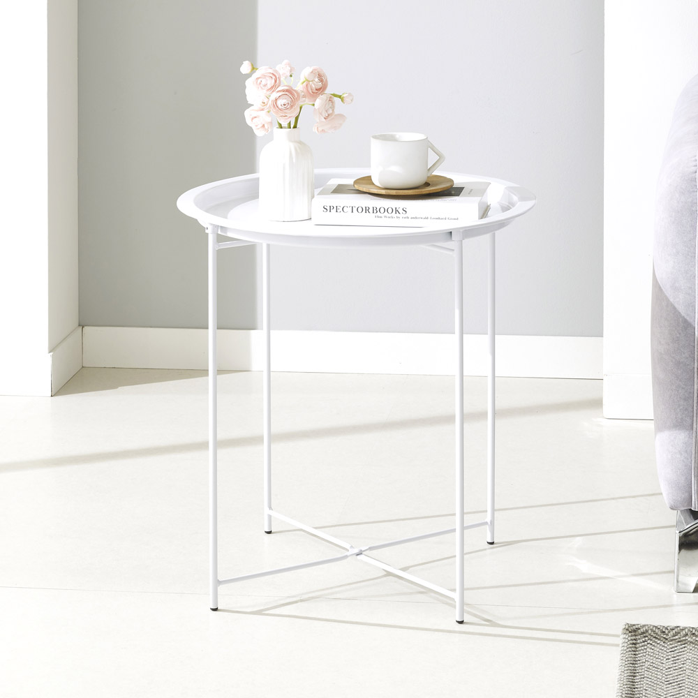 접이식 원형 트레이 사이드 테이블 협탁 티테이블