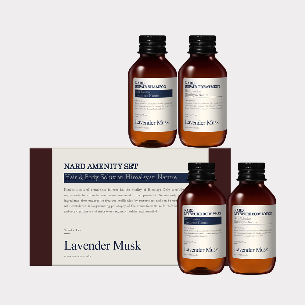 나드 어메니티 4종 세트 50ml (샴푸,트리트먼트,바디워시,바디로션)
