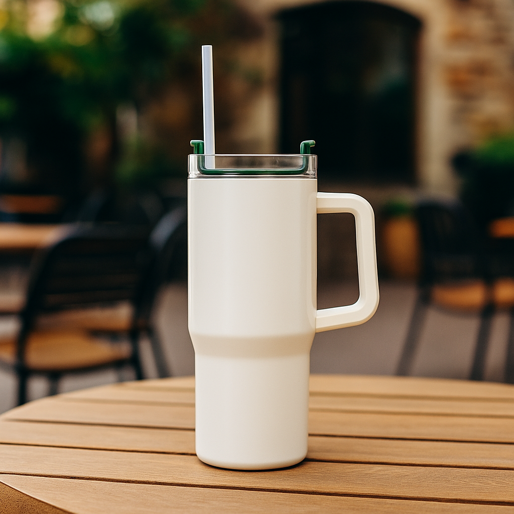 리유저블 보온보냉 진공 스테인레스 텀블러 887ml, 크림