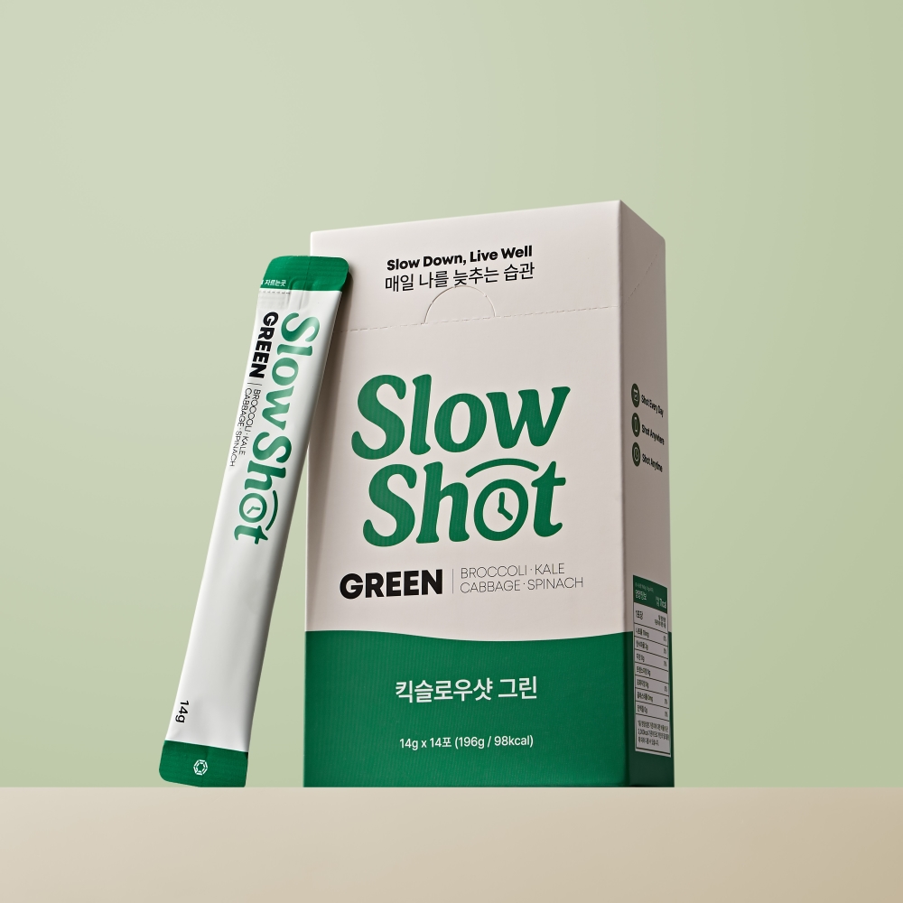 킥슬로우샷 그린 푸른채소 100% 케일 브로콜리 시금치 양배추 스틱 즙 14포, 1개