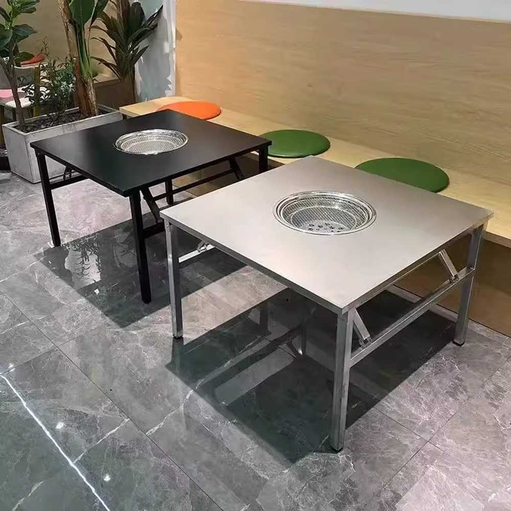 업소용 화로테이블 불판식탁 숯불 바베큐 식당 구이 스텐 80cm - 상품 이미지