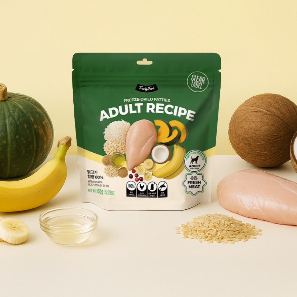[강아지의날] 트러스티푸드 동결건조 사료 치킨 패티 어덜트 33장 LID 저지방 식단 생식 화식 음수량 제품 이미지