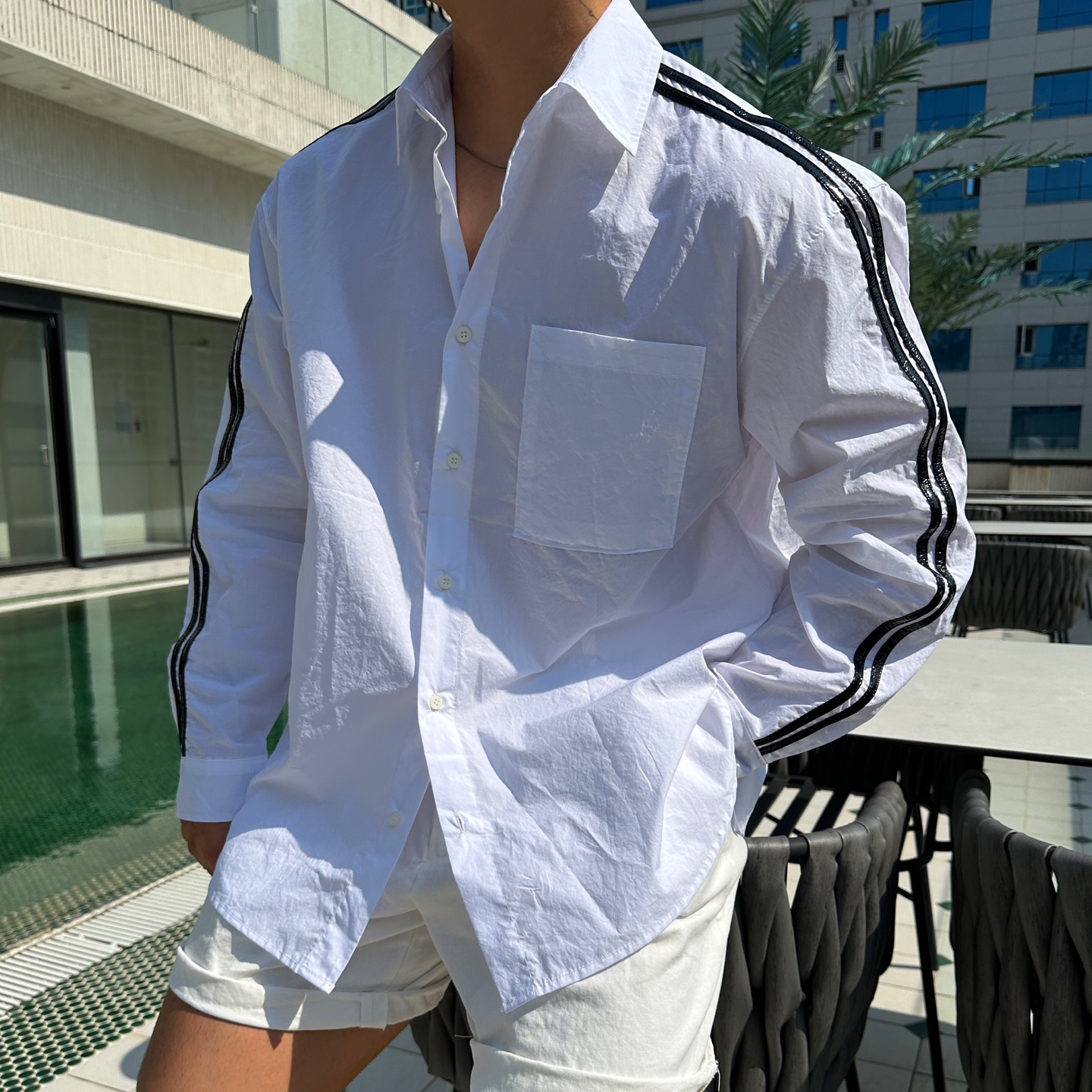 린넨오버핏셔츠 어깨넓어보이는셔츠 남자오버핏남방 - 상품 이미지