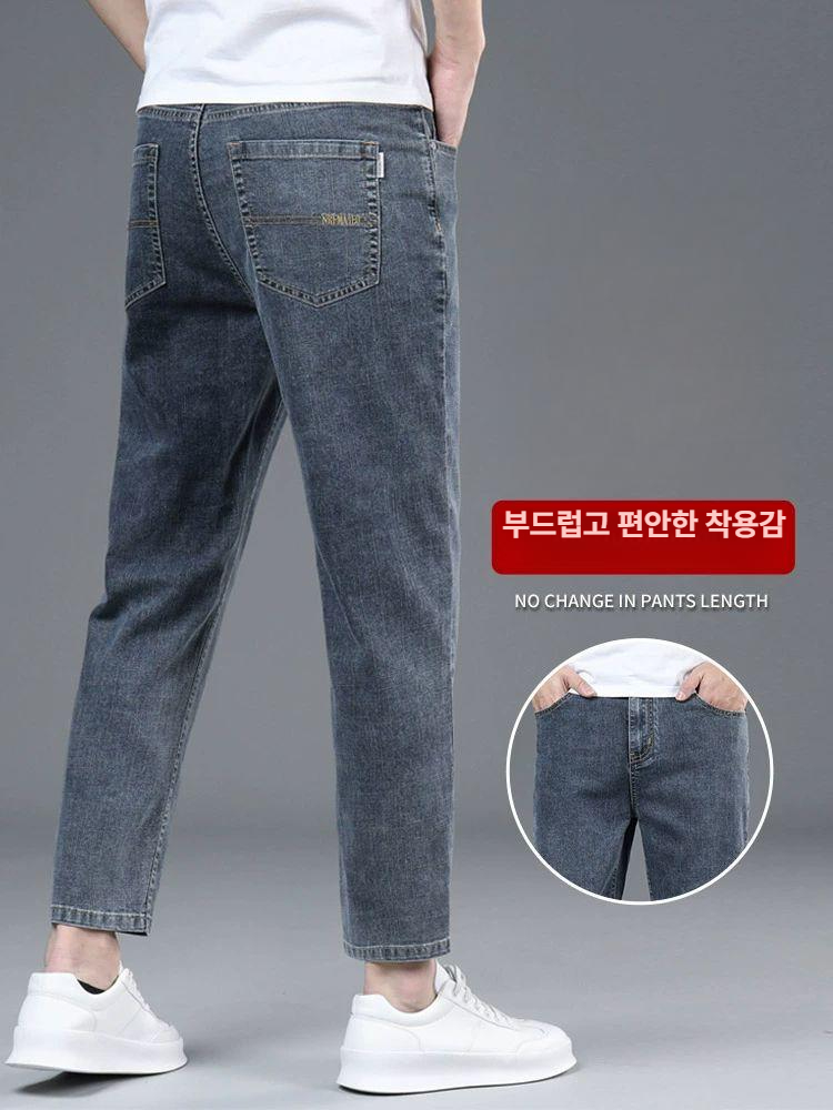 청바지 남성 여름용 9부 편안한바지 슬림핏 와이드 바지 1.그레이 2539-9부 - 상세 이미지 2