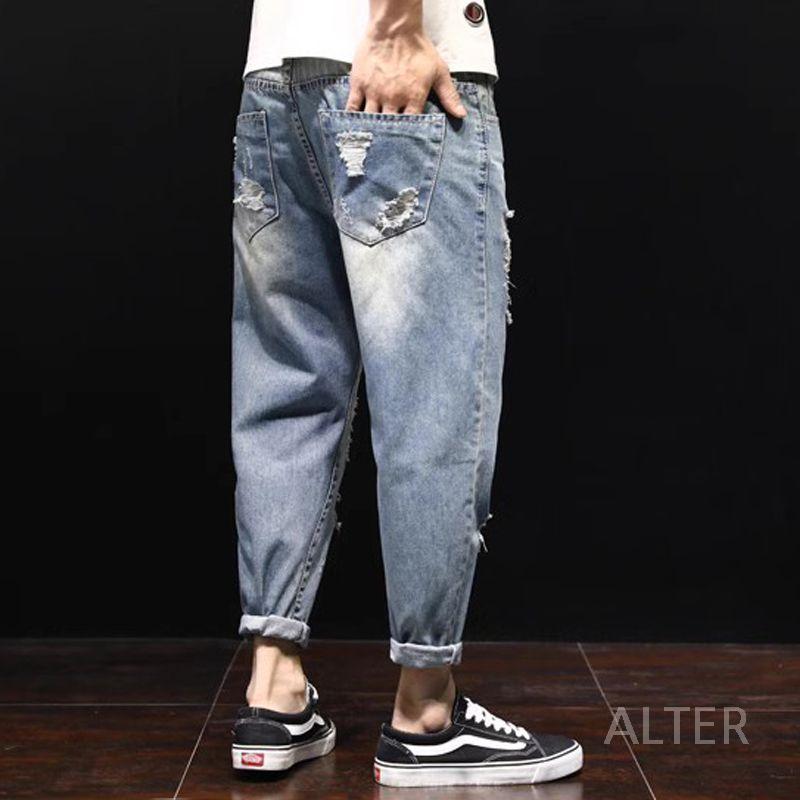 남자 바지 청바지 데님 힙합 찢청 워싱 연청 와이드 데님 28 - 상세 이미지 5