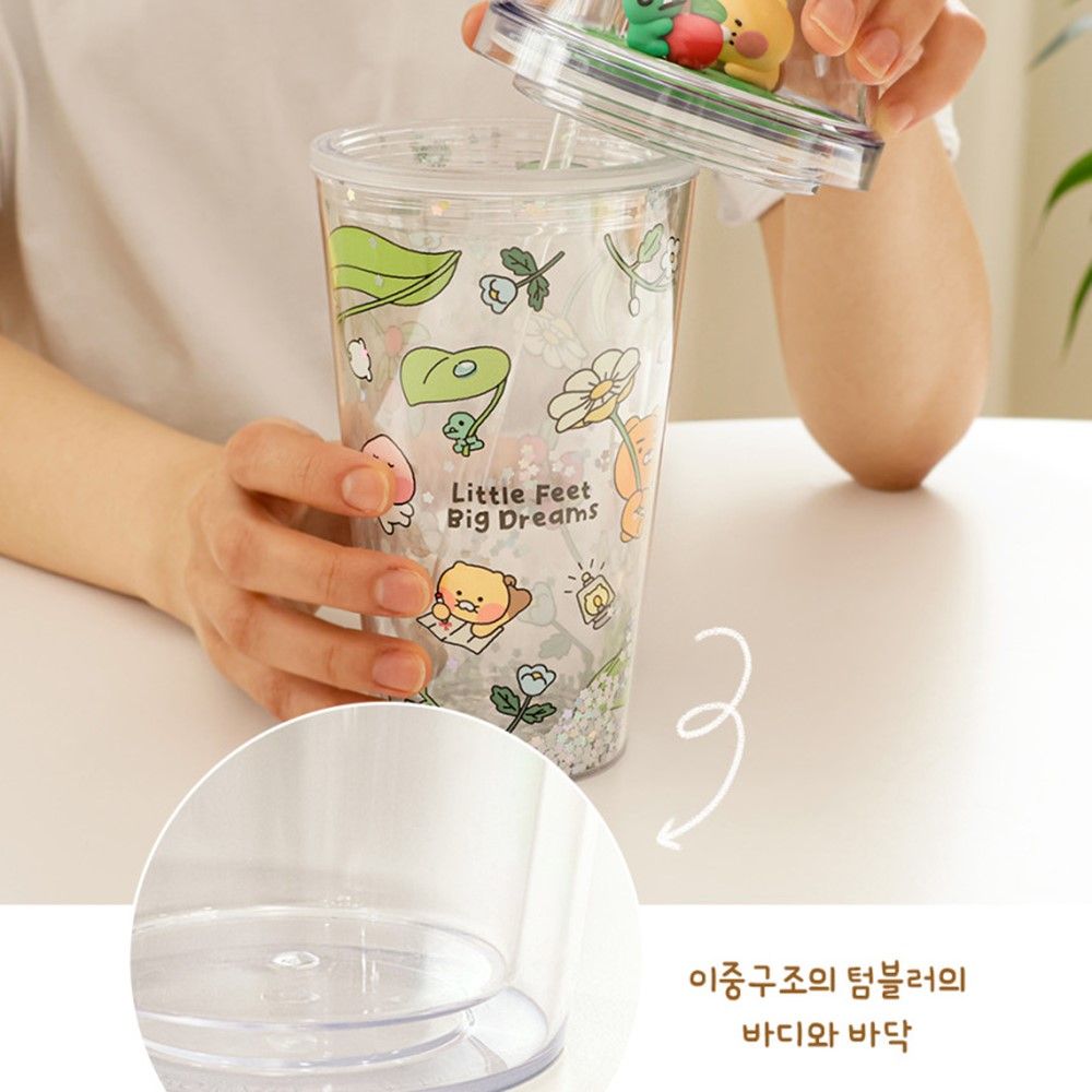 춘식이 빨대 텀블러 투명컵 피규어 카카오 굿즈 450ml 이미지 8