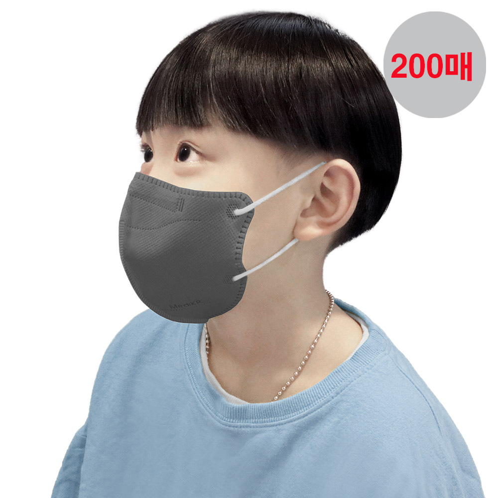 메디케이알 데일리핏 새부리형 KF94 어린이마스크 쁘띠딥그레이, 200매