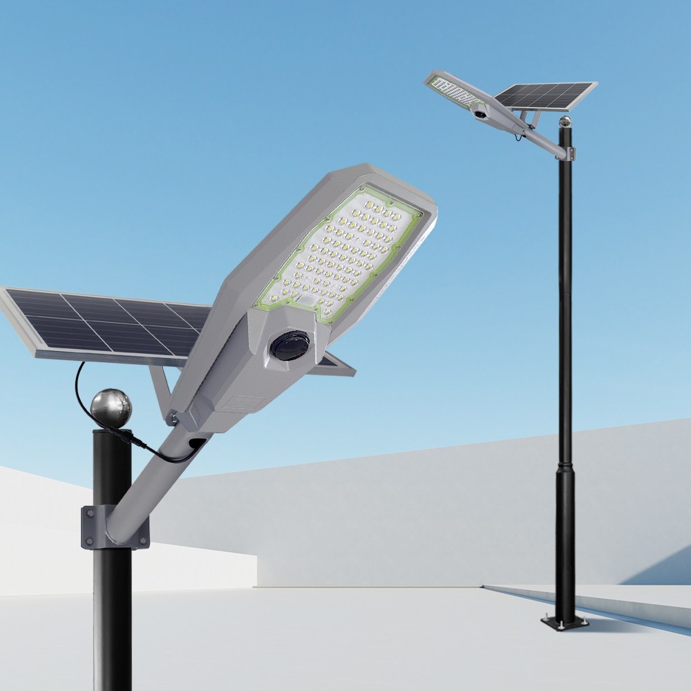 태양열센서등 태양광 가로등 헤드 LED 조명 외등 보안등 사각 투광등 300W 기둥 3M - 메인 이미지