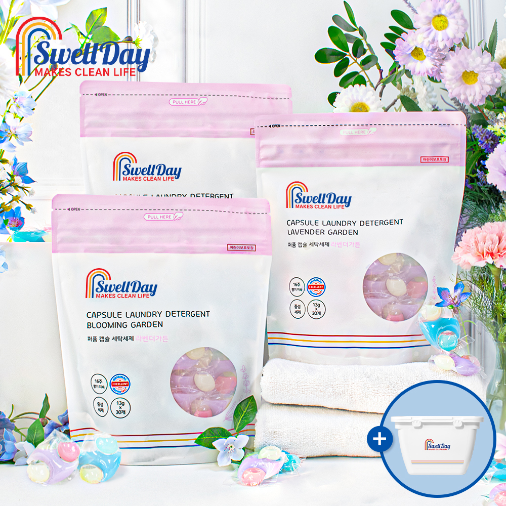 스웰데이 16주 향기지속 퍼퓸 캡슐세제 올인원 대용량 고농축 세탁세제 라벤더향 90개 - 상품 이미지