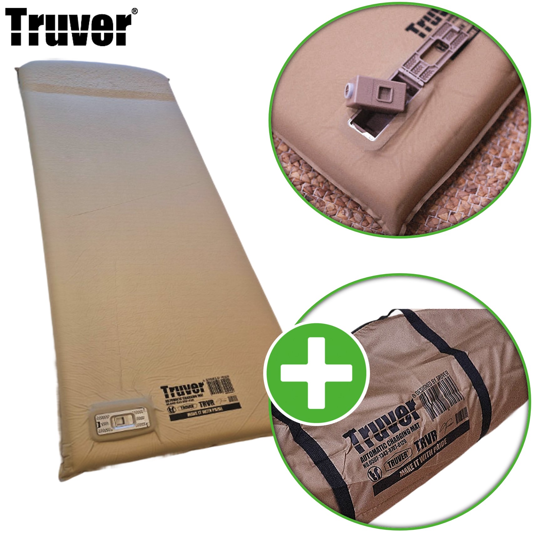 트루버 자충 매트 에어 리스 캠핑 휴대용 침대 싱글, 8cm, 탄베이지