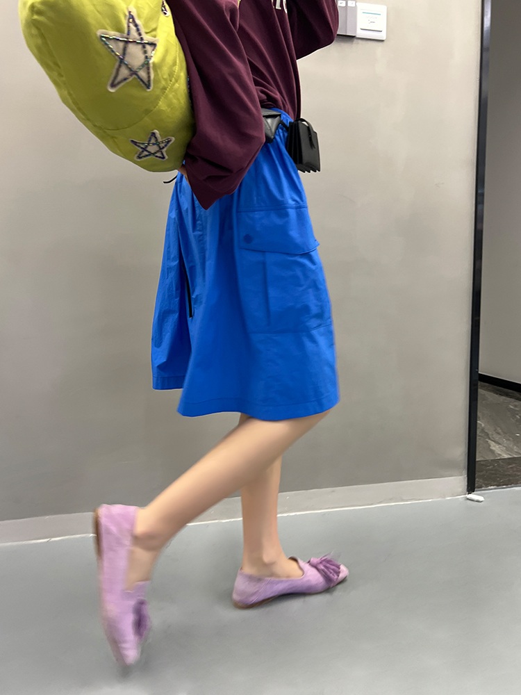 나일론100 카고 버뮤다팬츠 반바지 캐주얼 워크웨어 와이드핏 힙한 오버핏 비비드색감 2컬러 - 상세 이미지 3