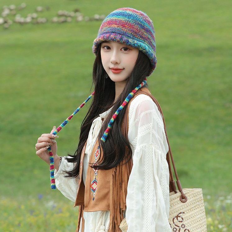 무지개 모자 여성 특이한 귀여운 여행 - 상품 이미지