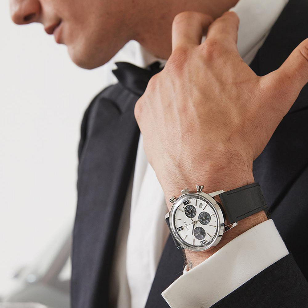 타이맥스 멀린 크로노그래프 타키미터 가죽스트랩 남자시계 40mm TW2W10300