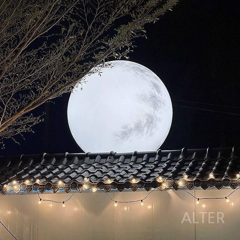 대형 달 조명 보름달 무드등 야외 카페 램프 LED 80cm 3색/전원 - 상세 이미지 4