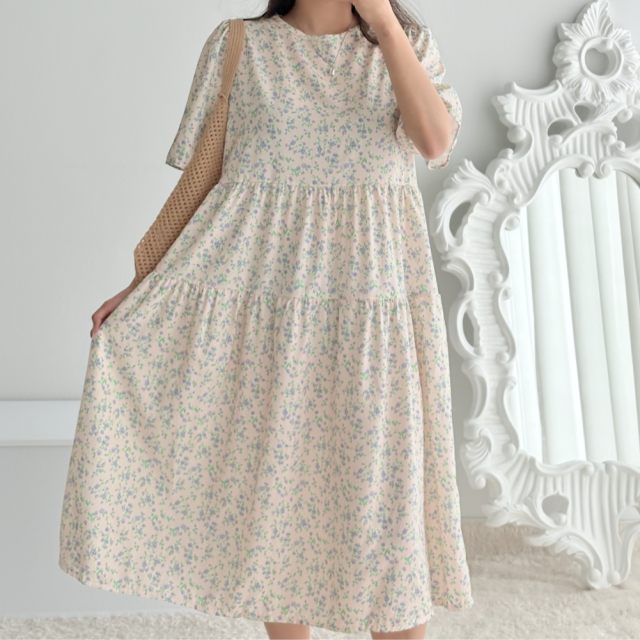아이보리 나들이 휴양지 바캉스 반팔 임산부 여름 원피스 이미지 7