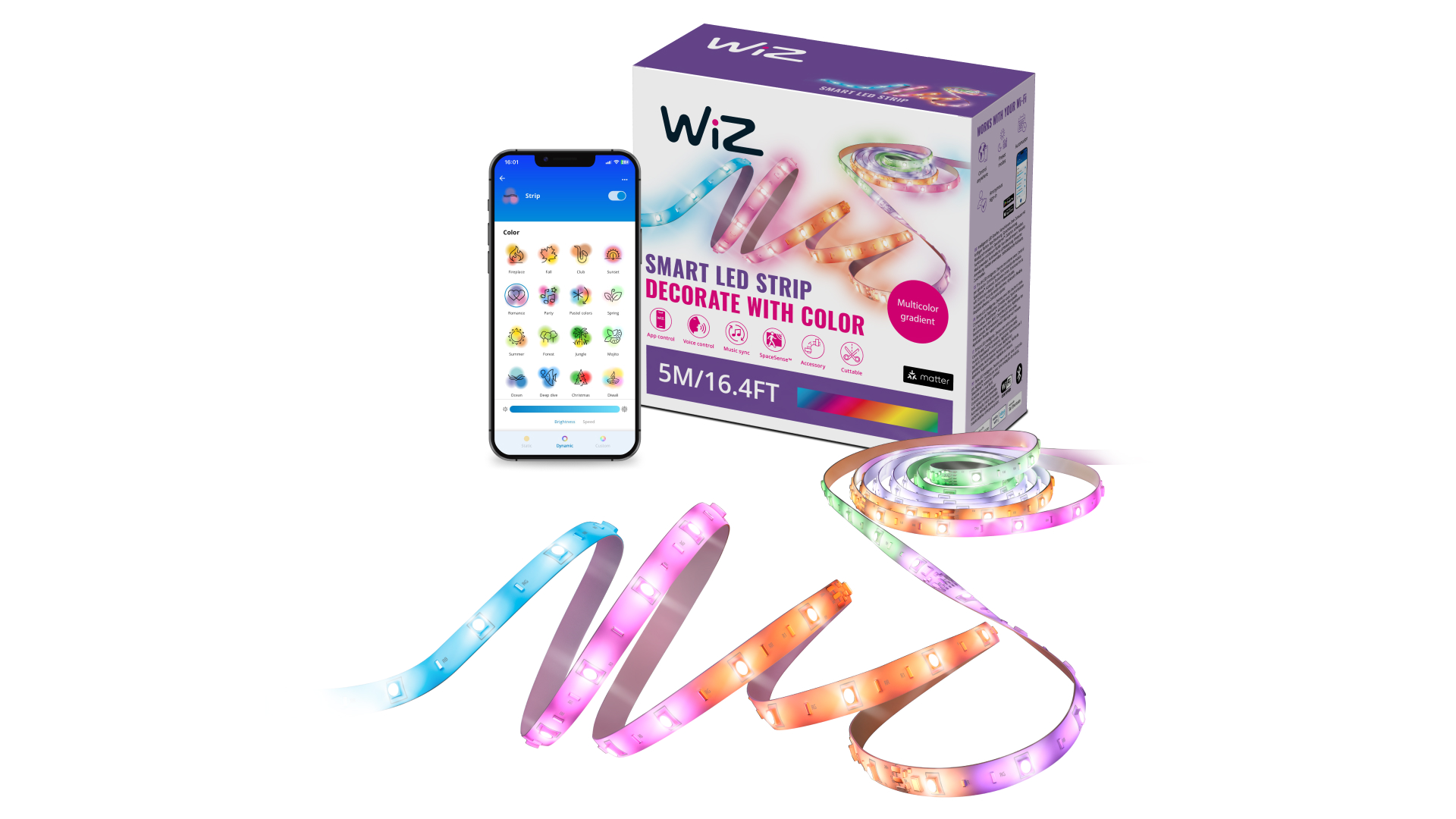 필립스 위즈 멀티 컬러 LED 스트립 라이트 붙이는 줄조명 간접조명 5M 1팩 x RGBIC